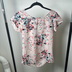 Japna Pink Flutter Sleeve Short Sleeve Blouse Size Medium